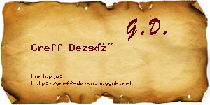 Greff Dezső névjegykártya